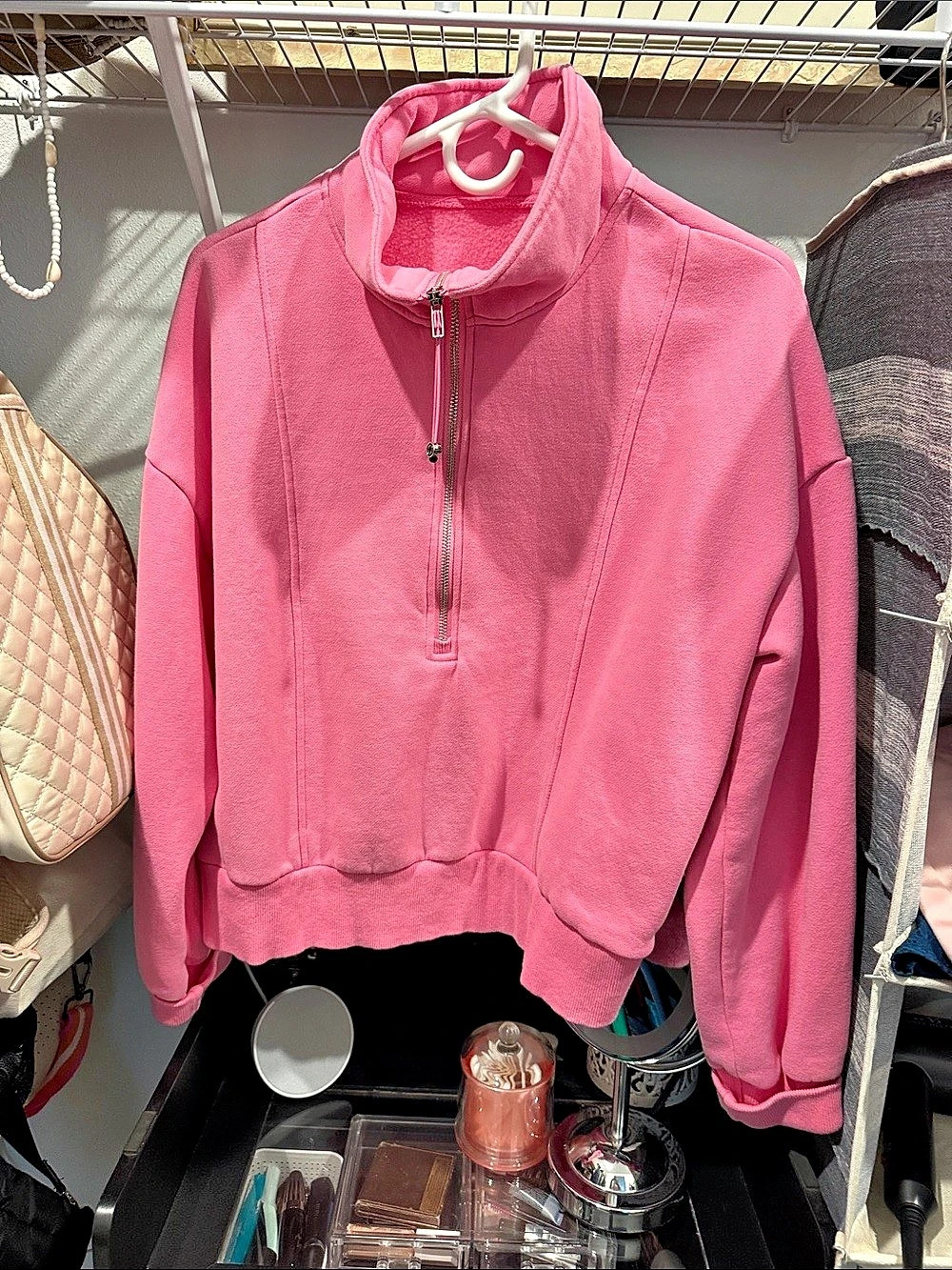 Pink Quarter-Zip Sweatshirt large